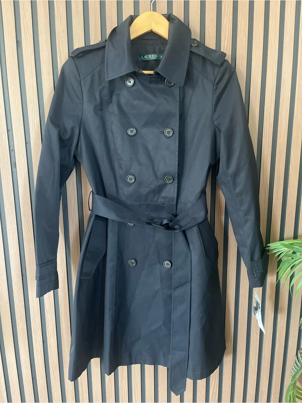 Lauren Ralph Lauren Navy Double Breasted Belted Trench Coat